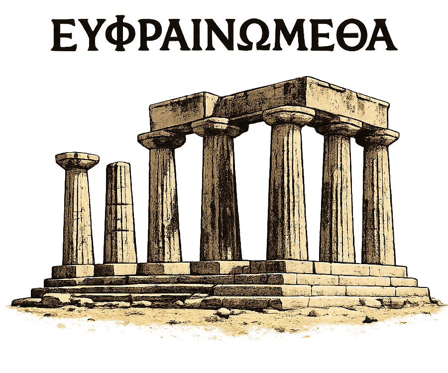 A drawing of a Greek temple